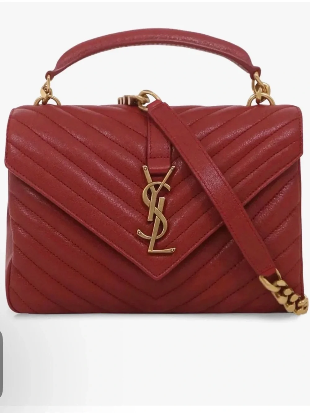 Saint Laurent Medium College Burgundy Bag
